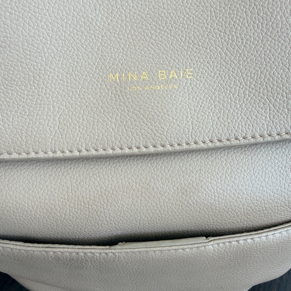 Mina Baie Kinney Diaper Bag Backpack Weekender in Sand Vegan Leather - Picture 6 of 15